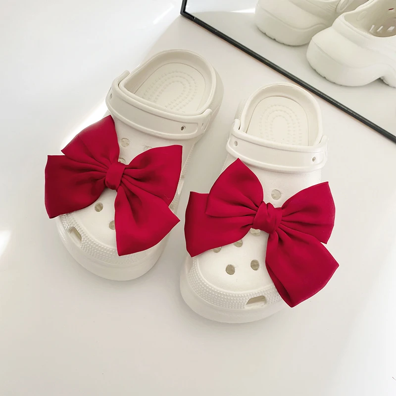 1 Pc Bow Shoe Clip Shoes Hole Shaped Slippers Shoe Buckle Women Shoe Decoration Decorative Clips Silk Bow Charm Buckle
