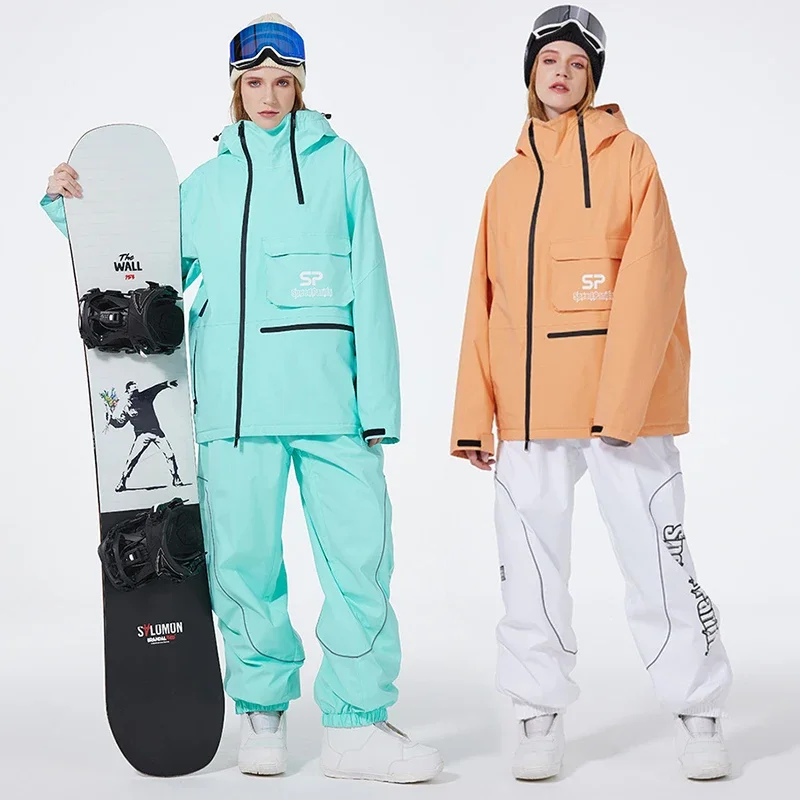 Conjuntos de esqui impermeáveis para homens e mulheres, agasalho snowboard, ternos de neve à prova de vento, jaqueta e calças, esporte ao ar livre,