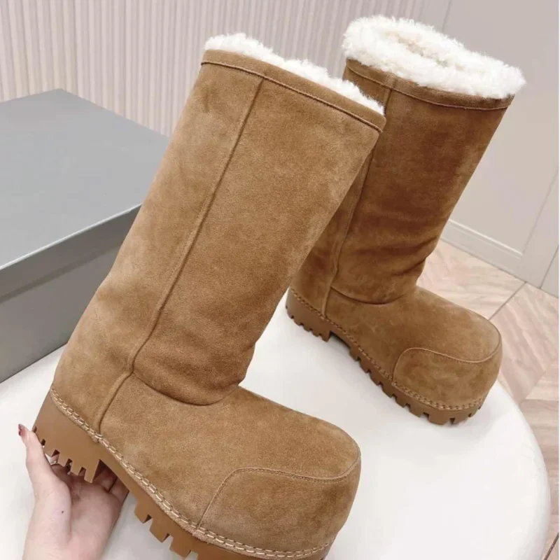 

Quality Plus Size High Boots Women's Comfort Plus Thick Bottom Big-head Sneakers Casual Warm Anti-slip Snow Fur Boots For Travel
