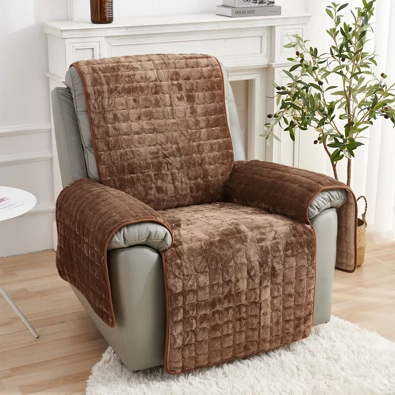 1/2/3 Seater Recliner Sofa Cover Flannel Plush Armchair Sofa Cover Non-Slip Relax Lazy Boy Chair Slipcovers Home Decor