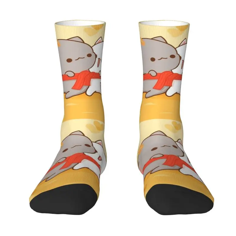 

Cute Romantic Mochi Cat Peach And Goma Socks Women Men Warm 3D Print Football Sports Socks