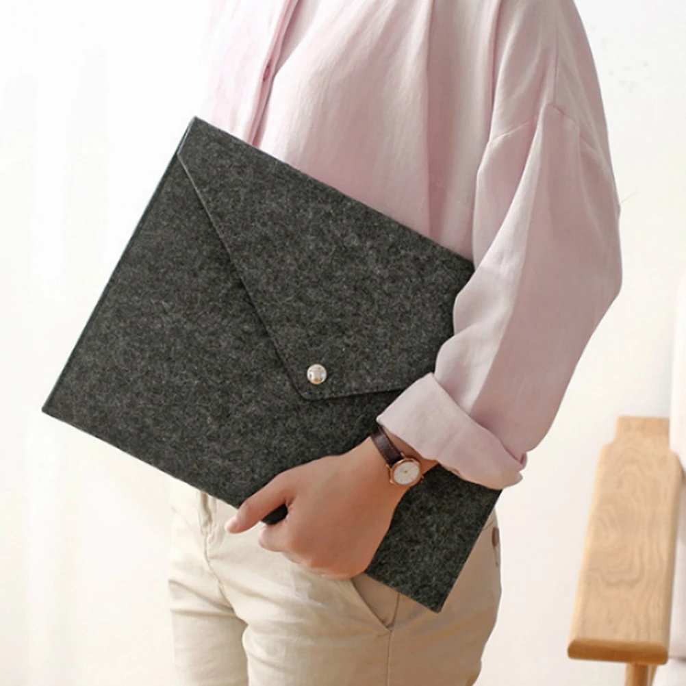 

Felt File Folders A4 Size Document Carrier Bag Paper Organizer Envelope Handbag Expanding Folder Pocket With Button Office