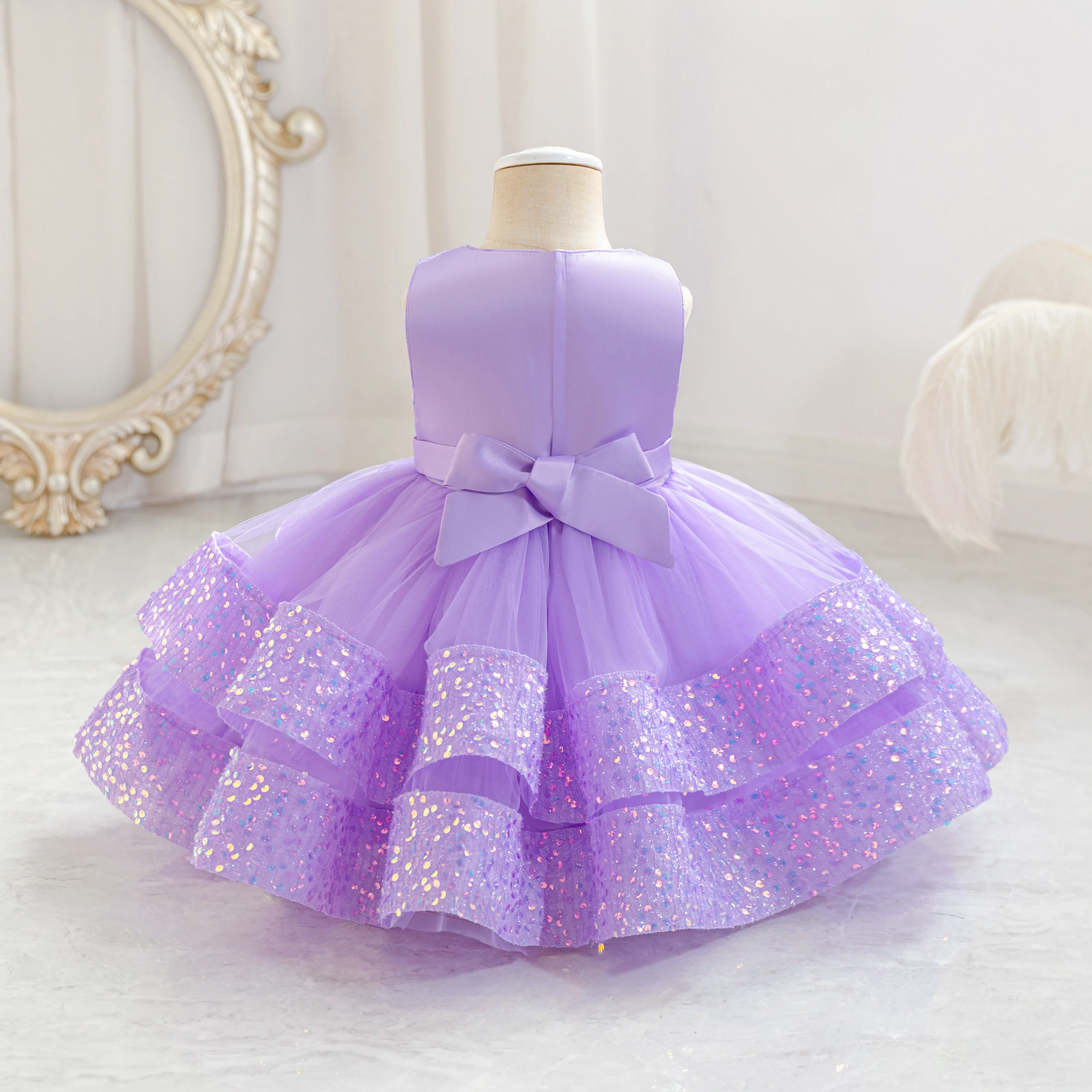 LOlanta Baby Girl Pageant Dress Sequins Princess Dress Toddler Flower Wedding Birthday Party Gown Dresses 12 Months-4 Years