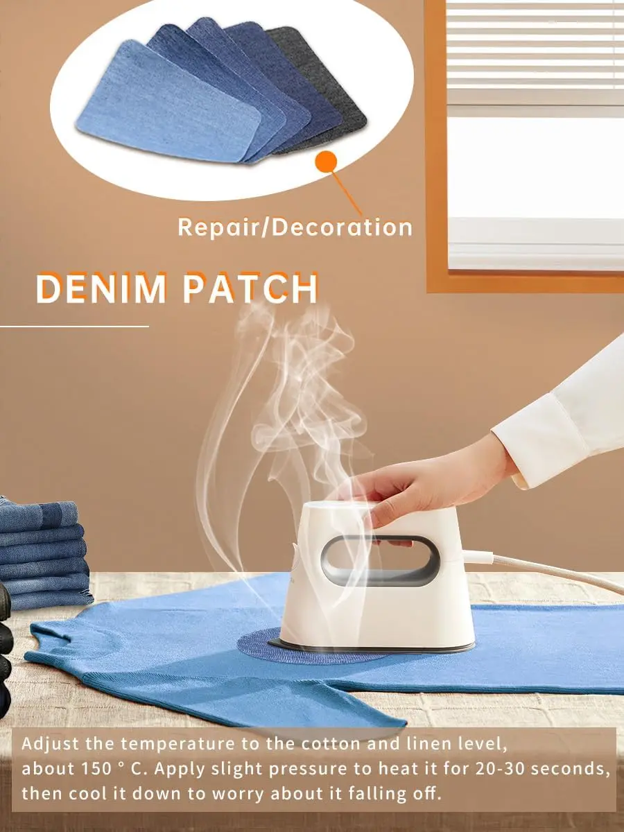 5PCS Repair Patch Denim Patches for Jeans Kit Denim Iron on Patches for Clothes Jean Patches for Inside Jeans Clothing Repair