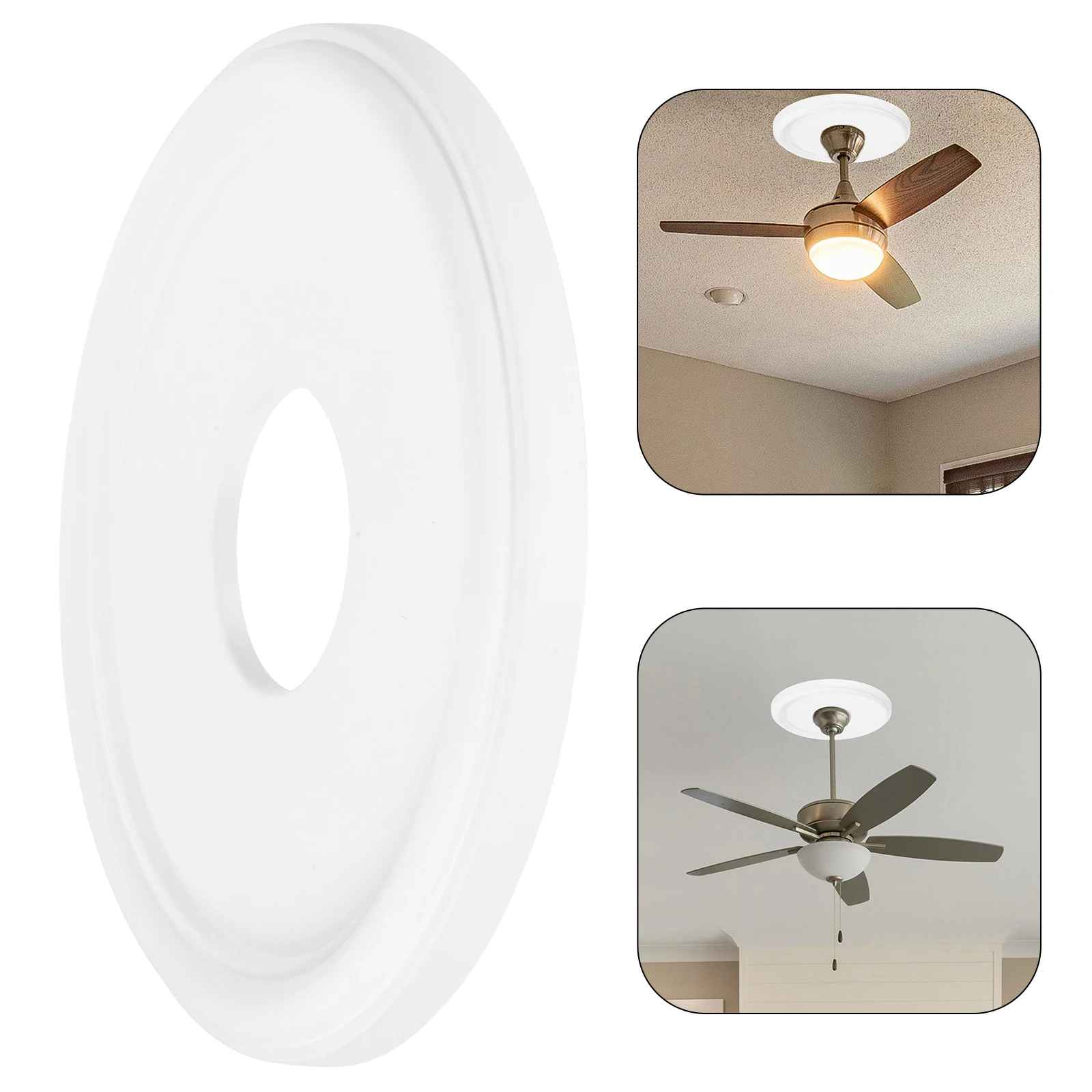 

White Round Decorative Cover Canopy Medallion Chandelier Replacement Fixture For Ceiling Porch Home Farmhouse Lighting