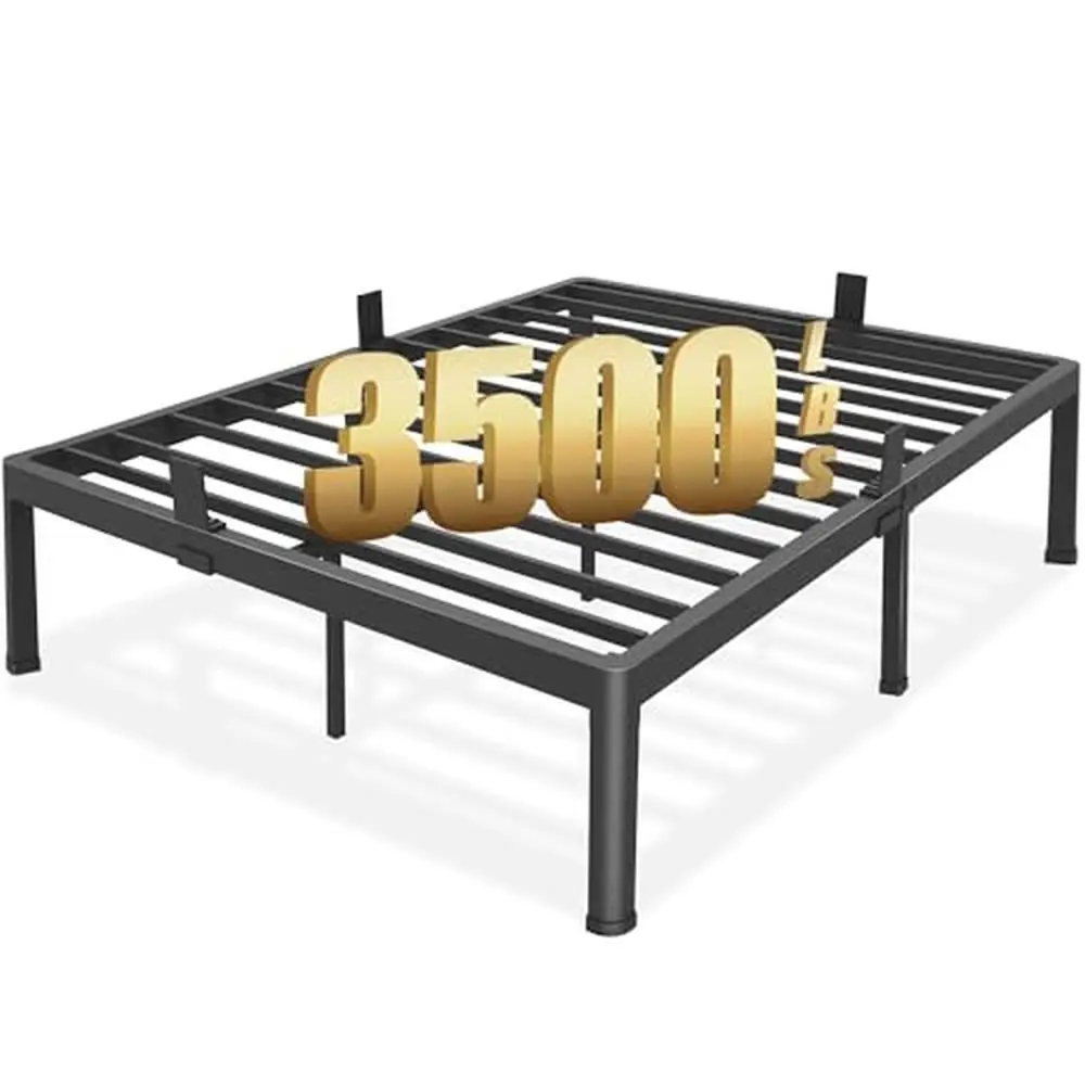 

Heavy Duty Metal King Platform Bed Frame 18" High Rounded Corner Legs 3500 lbs Capacity No Box Spring Quick Assembly Twin Size