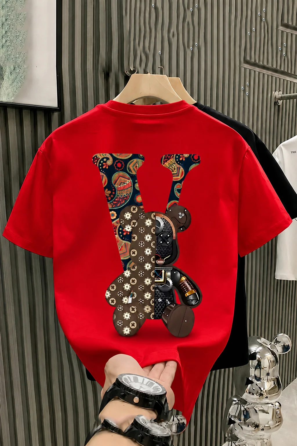 2026 Summer Vintage Oversized Graphic T‑Shirt For Adults Kids Trendy Cartoon Doll Splice Theme Art Loose Short Sleeve Street Tee
