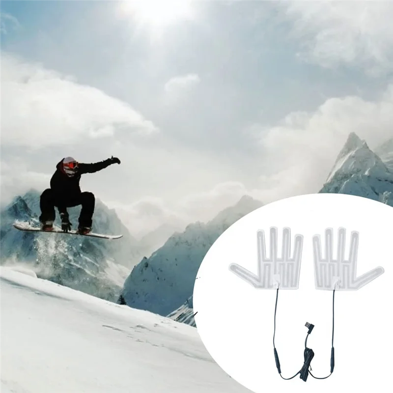 ABHQ-USB guante calefactado almohadilla invierno cálido 5 dedos guantes almohadilla calefactora película calefactora eléctrica guante hoja calefactora para esquiar fácil Insta