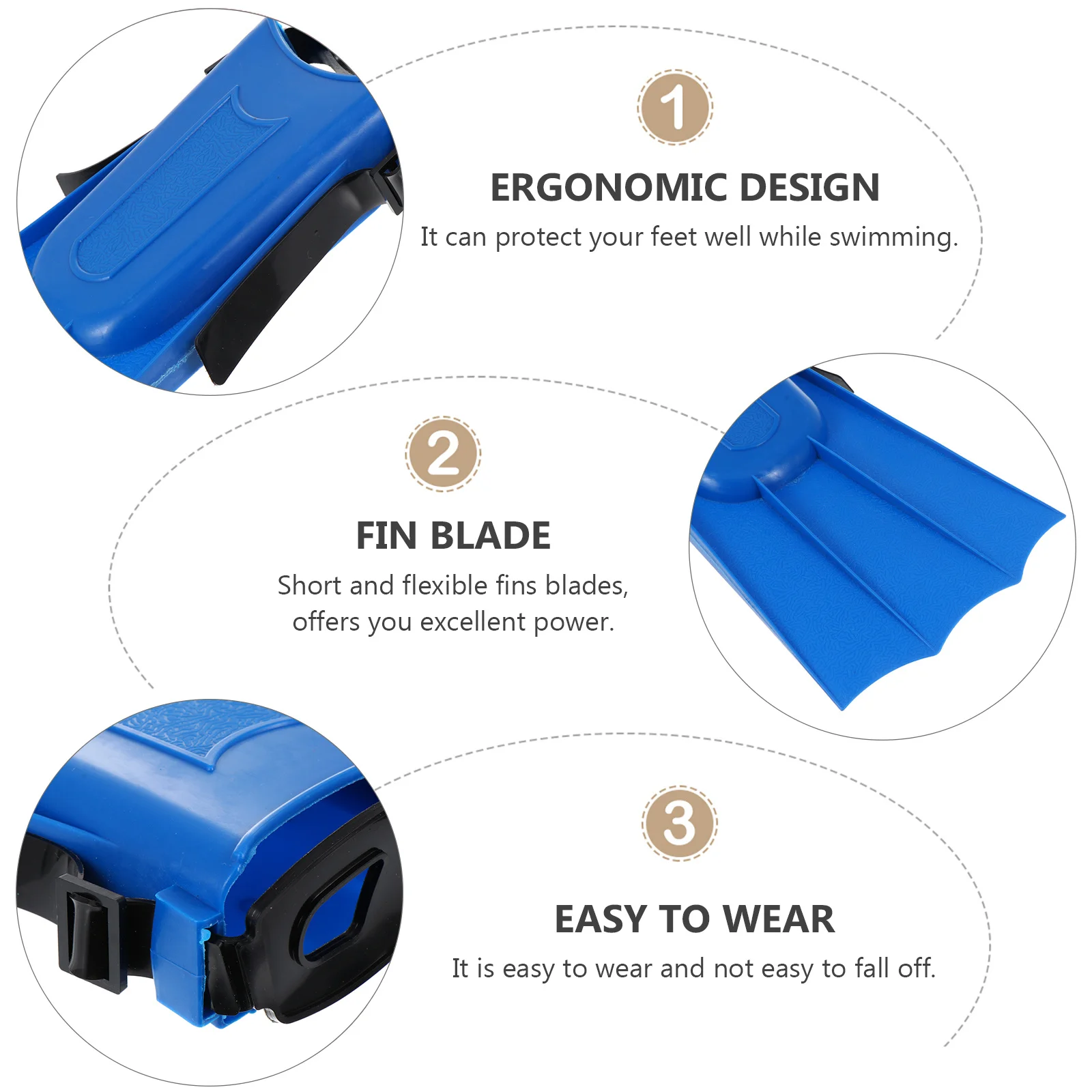 

1Pair Adult Short Rubber Flippers High-Grade Soft Material Ergonomic Foot Protection Secure Fit Non-Slip Swimming