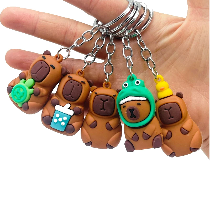 Cute Capybara Keychain Holiday Gifts Car Keys Anime Accessories Creative Bag Pendant Kawaii Car Keys Keyrings Car Interior