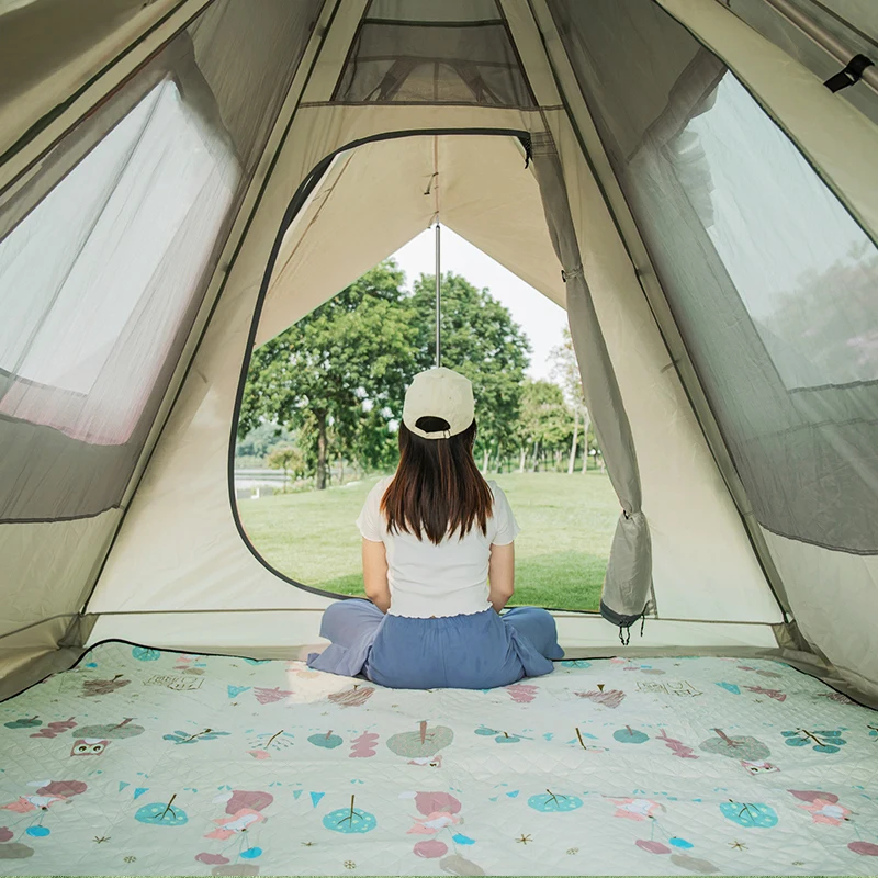 Imagem -02 - Tendas de Acampamento Impermeáveis com Protetor Solar Mosquito Pirâmide Tenda Familiar Sombra Sol Toldo Engrenagem Impermeável Viagens Dourado 68 Pessoas Upf50