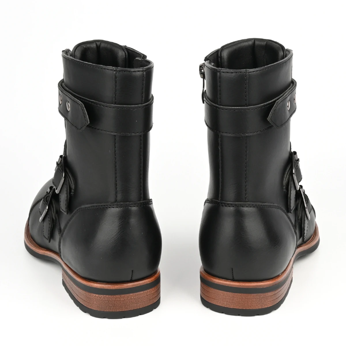 Men Boots Casual Vintage Metal Buckle Side Zipper Low Heel Denim Boots Botas De Couro Masculino Winterschuhe Scarpe Moto Uomo