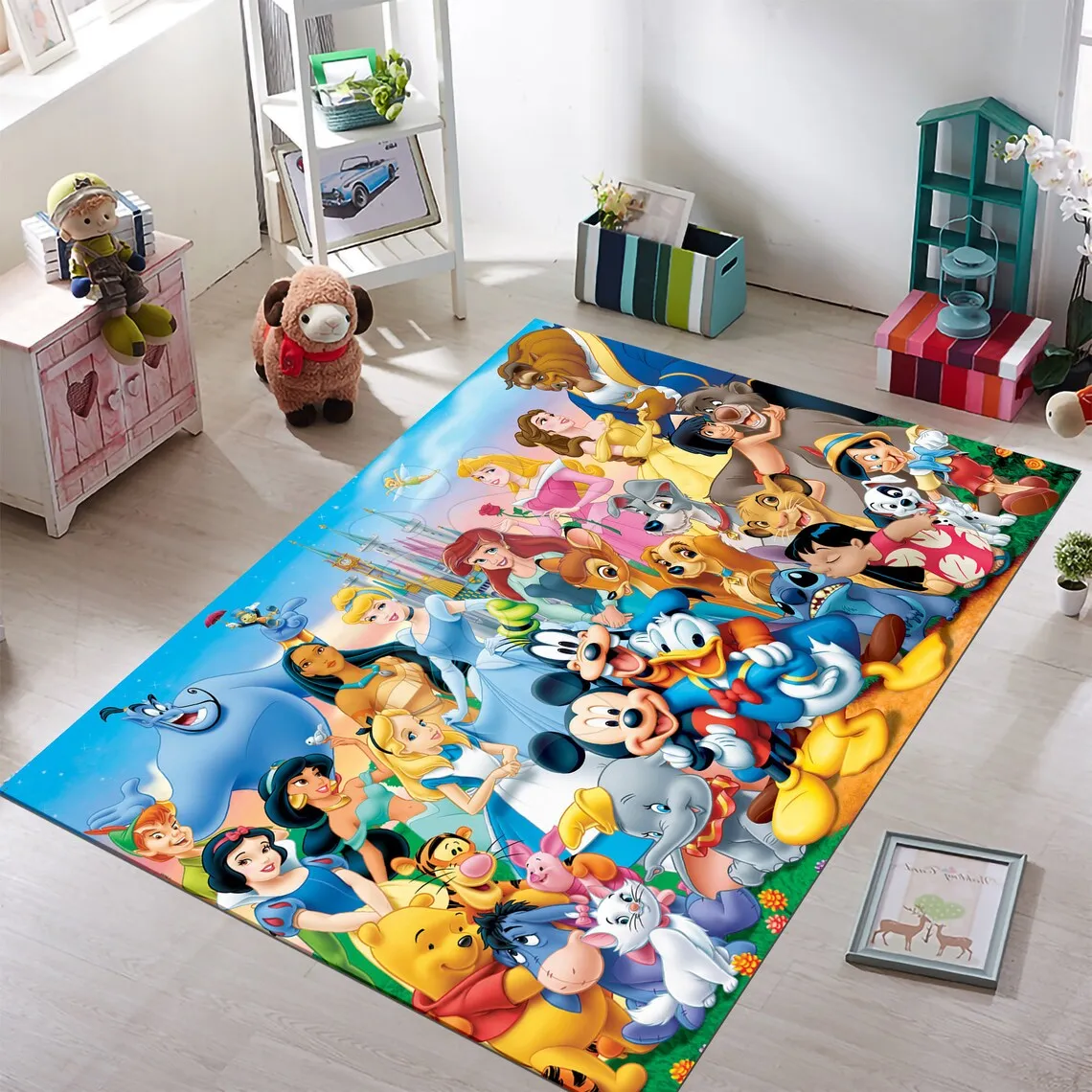 MINISO Disney Family Cartoon Carpet Rug for Living Room Rug Bedroom Sofa Doormat Decor Child Non-slip Floor Mat Gifts