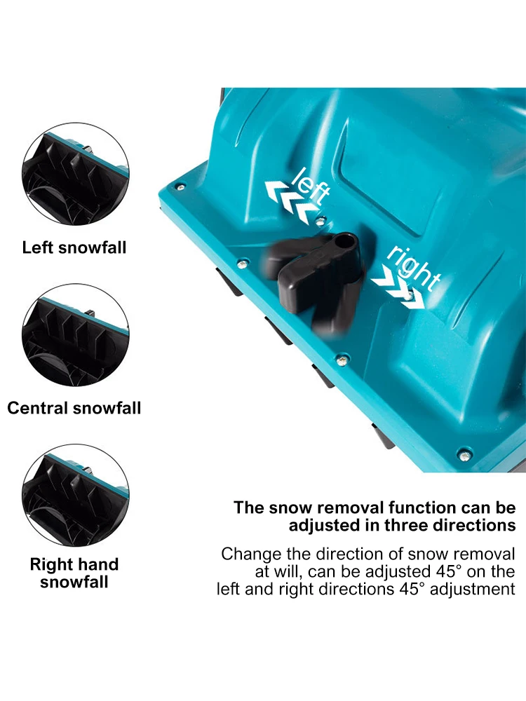 Quebra-neve elétrico sem fio, lançador de neve eficiente, segurança e conforto, soprador de neve portátil para bateria makita 18v (não bateria)