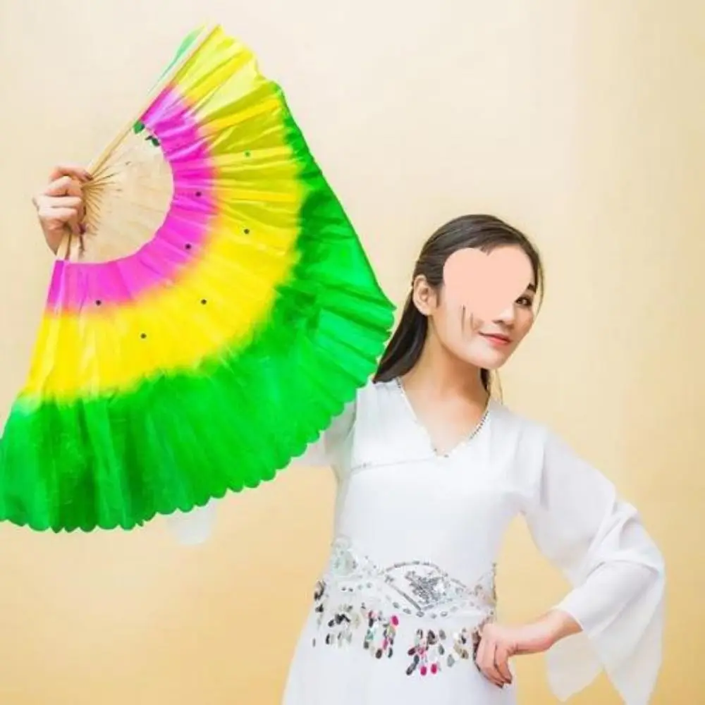 26/31 سنتيمتر الخيزران الصينية قصيرة الرقص الشرقي مروحة 10/20 سنتيمتر نصف دائرة الحرير الحجاب متعدد الألوان أزواج يانغكو الرقص الخيزران المشجعين