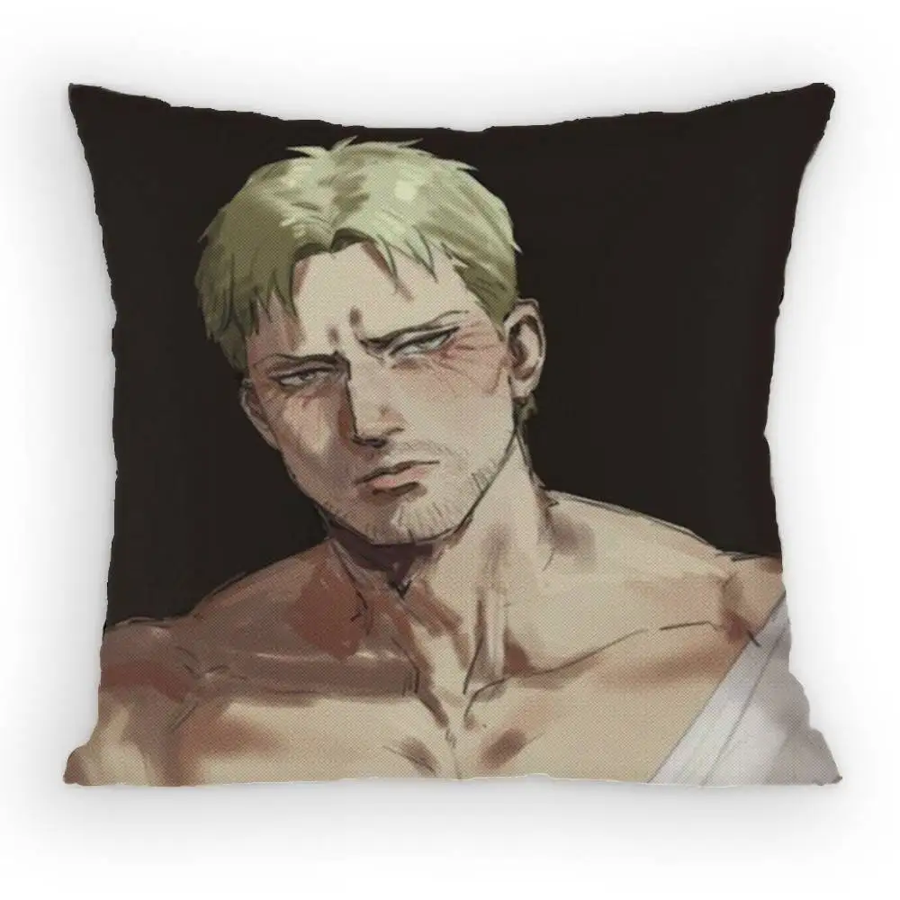 Attack on Titan Reiner Braun Pillow Case Anti-dustmite Pillowcase Invisible zipper silky short plush Sofa cushion cover