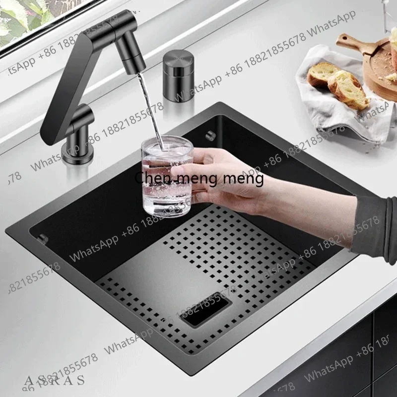 A139 Hidden Island Mini Sink Nanometer 304 Stainless Steel 4mm Panel Handmade Small Size Single Hidden Cover Sinks