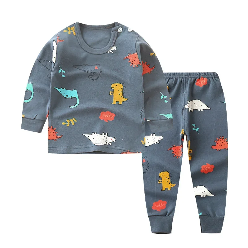 2024 Cotton 6M-5T Pajamas sleepwear clothes Children's Underwear Set Boy Kids Clothes Long Sleeve Suit Toddler Girl Pajamas