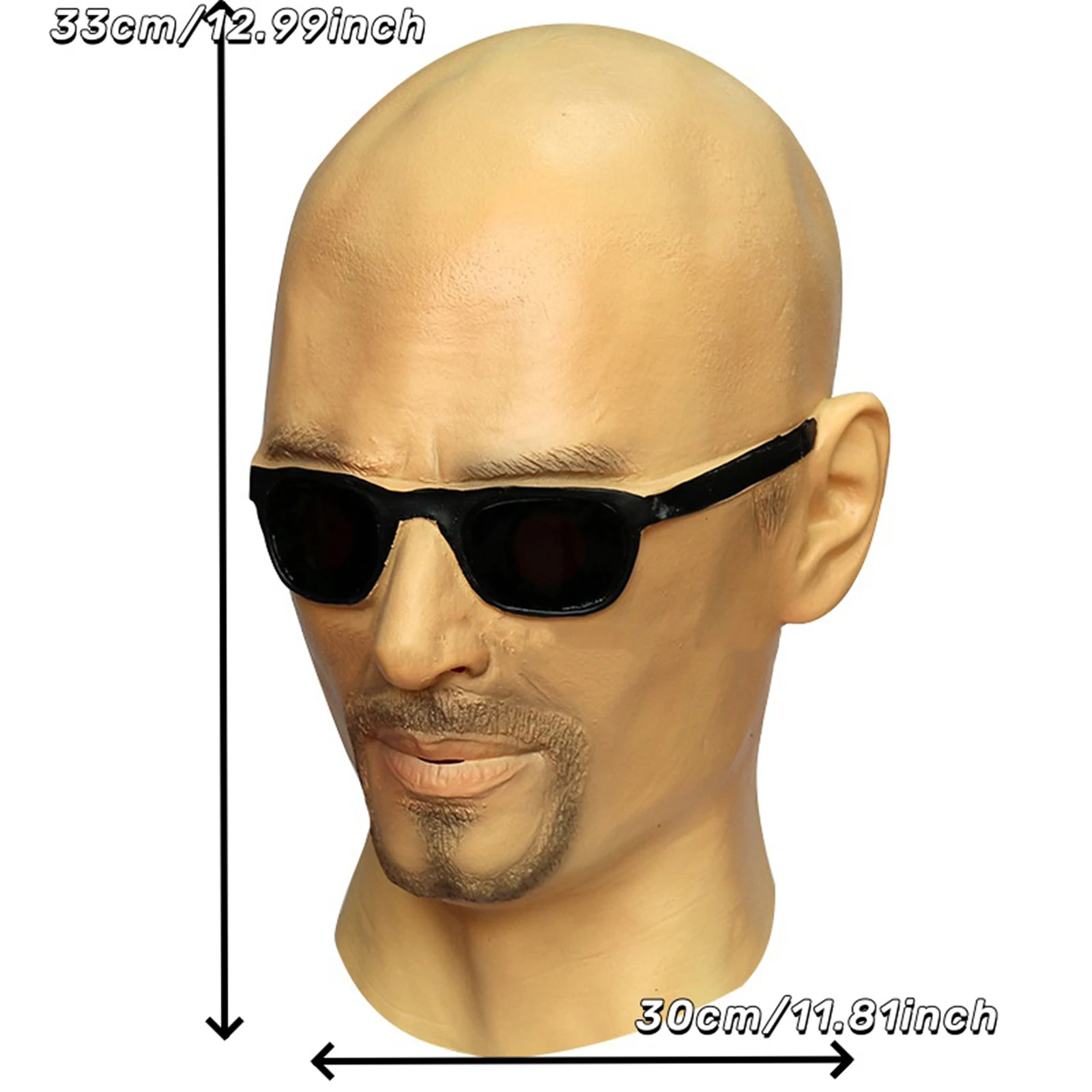 Head Facewear Realistic Glasses Bald Man Facewear Face Shield Headgear for Cosplay Masquerade Halloween Costumes