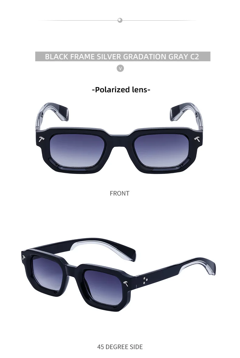 Polarisierte quadratische Sonnenbrille für Herren 2026 – Luxus-Designer-Neuheit, modische rechteckige Sonnenbrille für Damen, Fahrerbrille, Eyewear – Detail 14