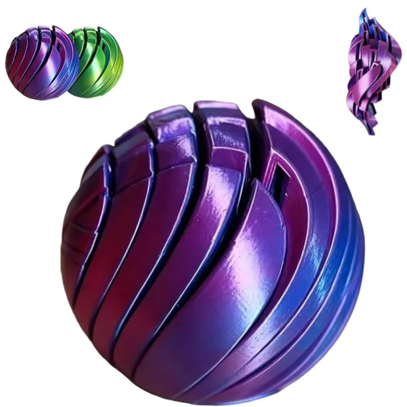 NEW 3D Printed Twisted Sphere Fidget Ball Focus ADHD Anxiety Relaxation Desk Toys Office Home Travel Fun