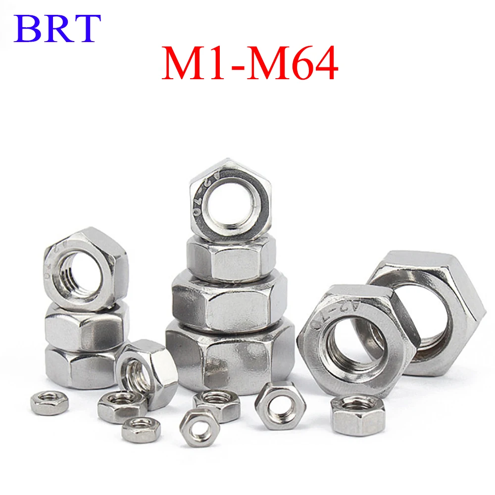 

1-20Pcs Hexagon Nut M1 M1.2 M1.4 M1.6 M2 M2.5 M2.6 M3-M64 201/304/316 Stainless Steel Hex Nuts For 3d Printer Accessories Tools