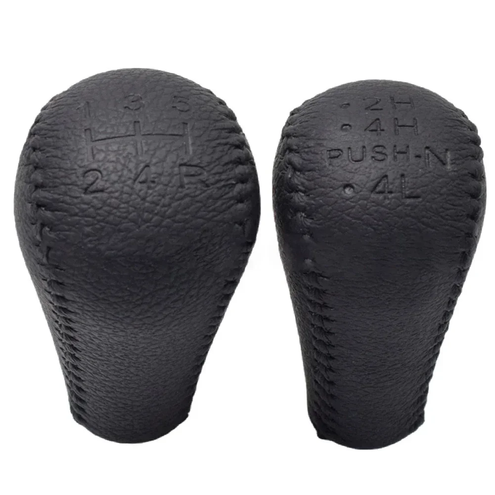 Enhance Your Driving Experience with Black Leather Gear Shift Knobs & Transfer Case Knob Set for Nissan Navara D40 LHD