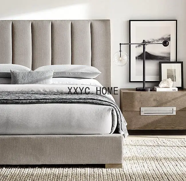 

Американская мебель RH, итальянский стиль, искусственная кожа, роскошная вилла, тканевая кровать, скандинавский стиль, простой