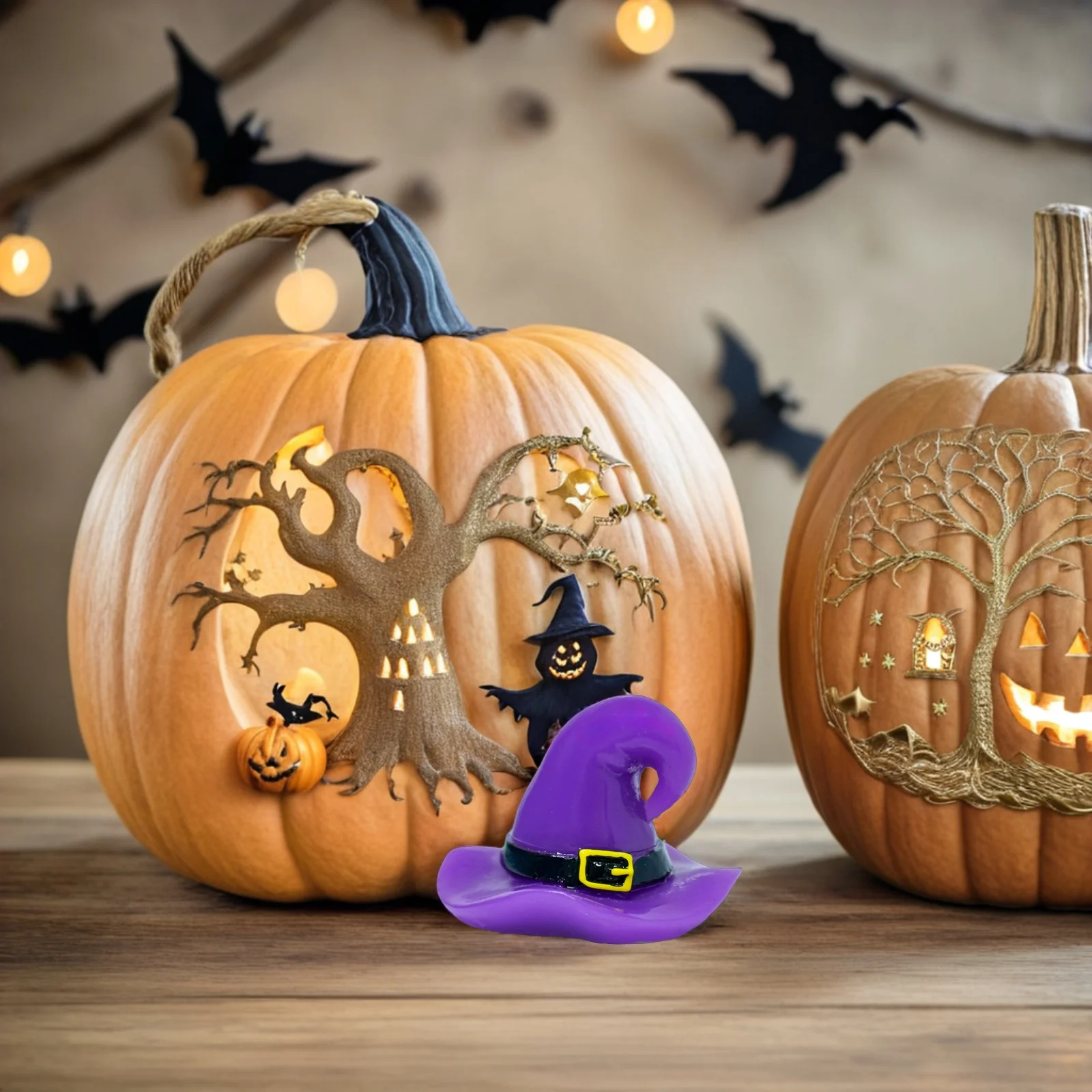 

25Pcs Miniature Resin Witch Hats Intricate Halloween Decorations Micro Landscape Tiny Witch Hat Ornaments Halloween Party Favors