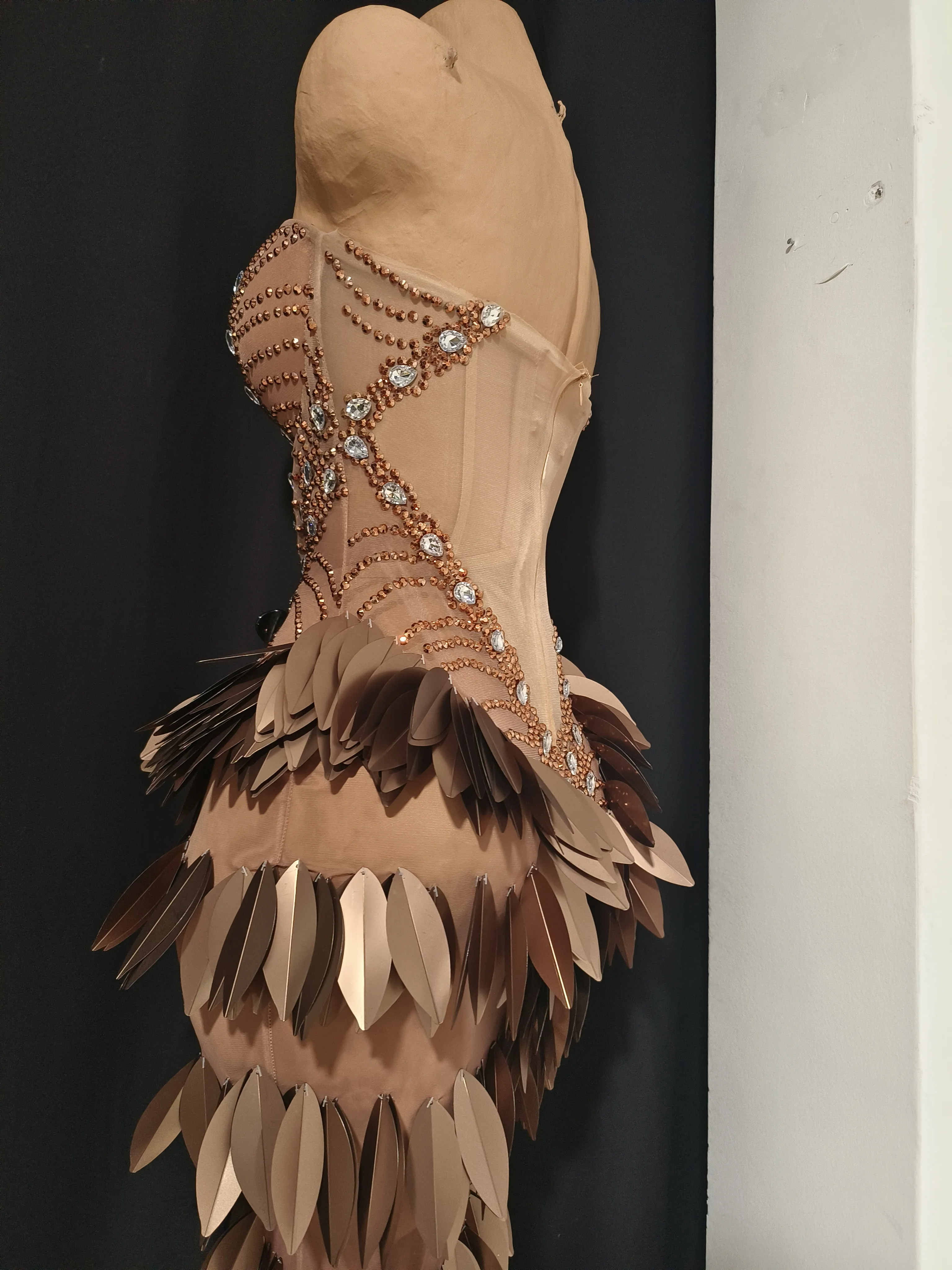 Sexy Sparkly Diamonds Leaf Strapless Mesh See Through Long Dress Birthday Evening Celebrate Party Nightclub Bar Show Stage Wear - Image 5