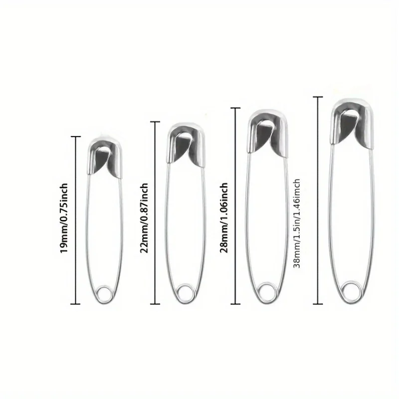 150 PCS/Set Five Types of Silver Safety Pins with a Durable Storage Box Multiple Fixed Small Pins for Home DIY Sewing Tool Set