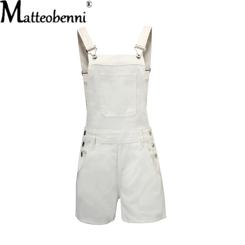 แฟชั่น Ripped Hole Denim Overalls ผู้หญิงฤดูร้อน Jumpsuits สุภาพสตรี Denim Rompers Playsuit Salopette Straps กางเกงขาสั้น Rompers