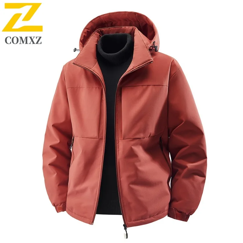 

COMXZ Premium Hooded Mens Jacket 2025 Hiking Travel Durable Motorcycle Coat Casual Adventure Lightweight Autumn New Clothing
