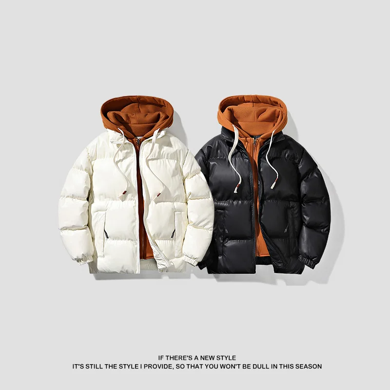 

New Men's down Jaet Winter Thiened Warm Faionable Teenage All-Match Couple Cotton Clothes Casual Loose Fit Polyester Fiber