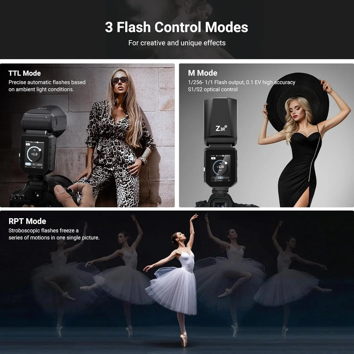 NEEWER Z3R 100Ws 2.4G TTL-Blitzgerät mit rundem Kopf für Sony/Canon/Nikon Kameras mit Touchscreen, 1/8000s HSS – Detail 8