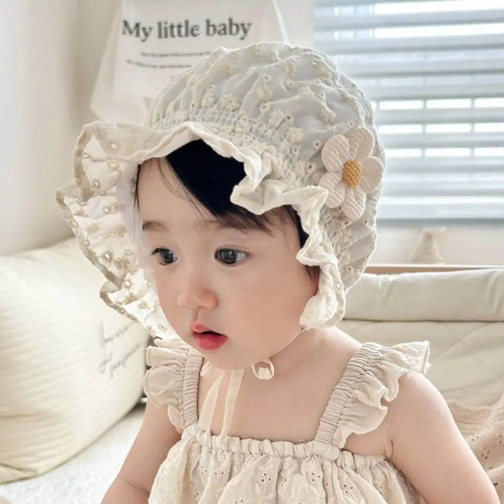 

Newborn Lace Baby Fetal Cap Ruffle Soft Bonnet Hat Flower Breathable Sun Hat Girls