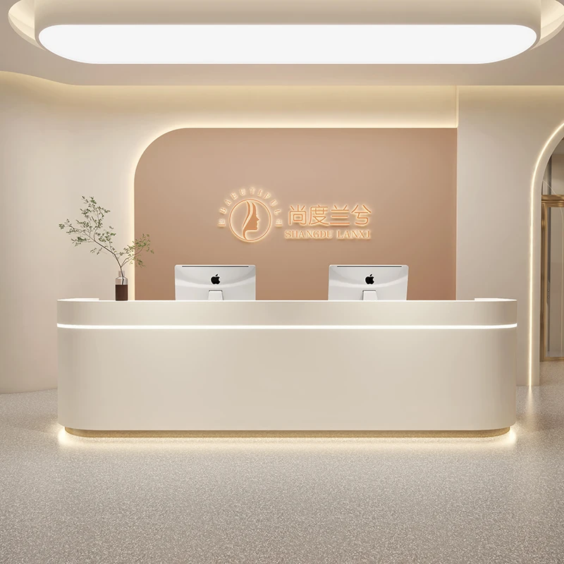 

Hospital Corner Reception Desks Cashier Counter Shop Cashier Modern Table Mobile Service Mostrador Tienda Beauty Salon Furniture