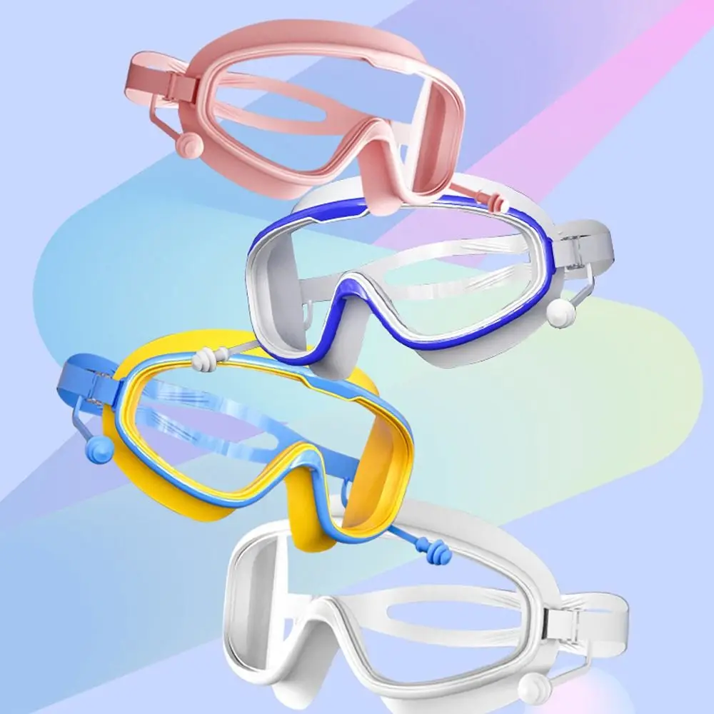 Diving Big Frame Swimming Goggles Wide View With Earplugs Swimming Eyewear Silicone Anti-UV Swim Glasses Swimming Pool