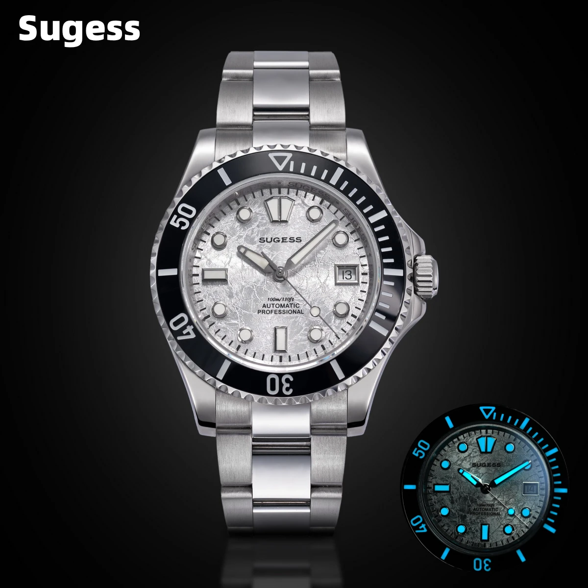Sugess Watch of Men Diving Mechanical Wristwatches Automatic ST2130 Movement Sapphire Crystal Didirectional Ceramic Bezel S476