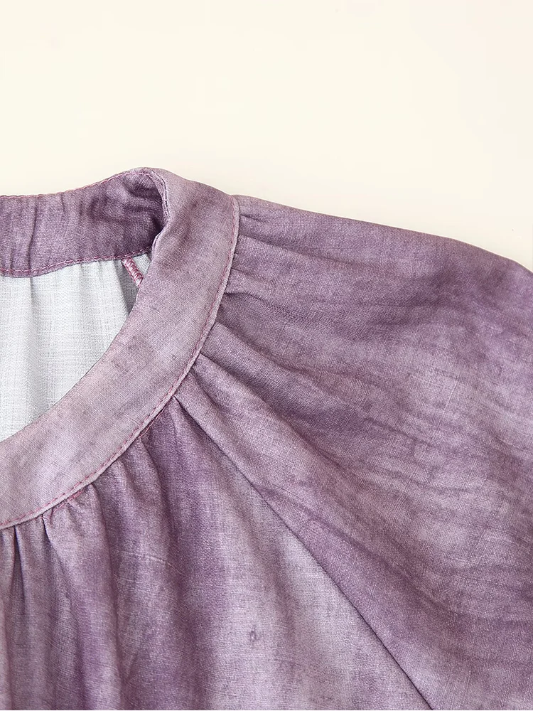 Robe longue à col rond pour femmes, style européen, nouvelle mode, tempérament polyvalent, simple, teinture par nouage