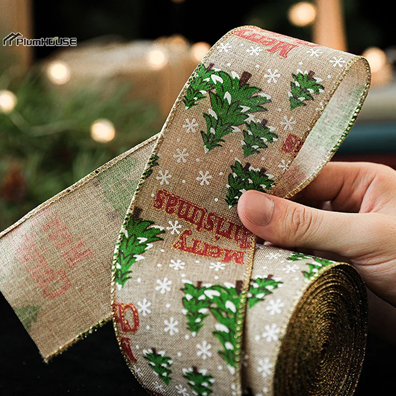 2m/Roll Christmas Printed DIY Ribbon Gift Wrapping Christmas Tree Decor Ribbon For DIY Wreath Bows Crafts 6.3cm image 5