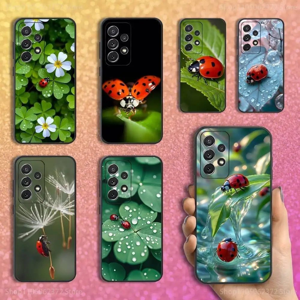 

Insect Ladybug Ctue Phone Case For Samsung S25,S24,S23,S22,S21,S20,S10,Ultra,Plus,Lite,FE,Soft Silicone Black Cover