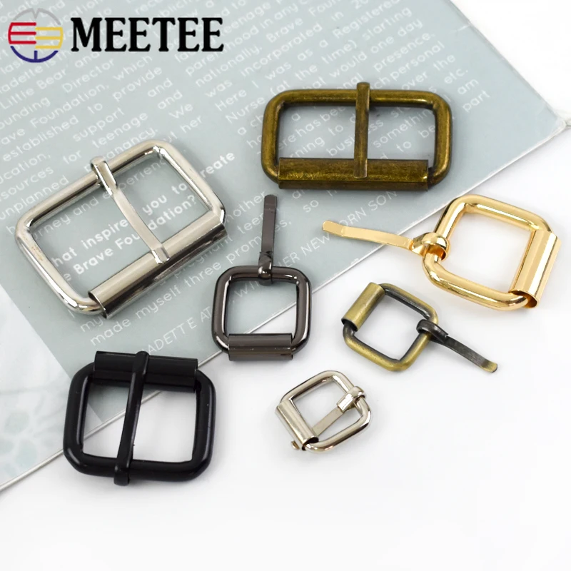 5Pcs Meetee 13-38mm Metal Roller Pin Buckles Bag Strap Adjust Clasp Shoes Garment Belt Buckle Hook Leather Craft Accessories