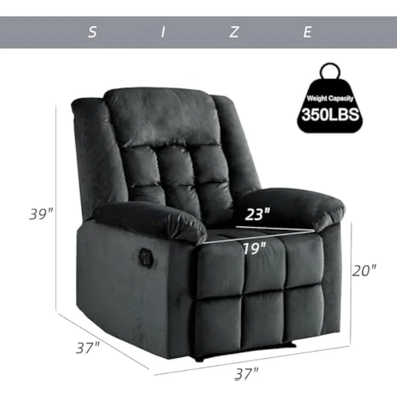 Classic Manual Recliner Chair, Soft Padded Arms and Back, Comfy Single Sofa for Living Room, Bedroom,home.