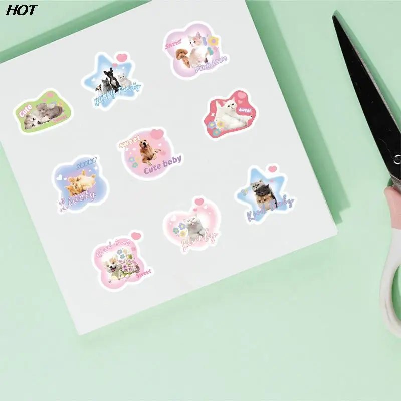 60Pcs Cartoon Cute Pet Animal Creative Cats Dogs Graffiti Sticker DIY Bike Skateboard Car Helmet Notebook Computer Stickers