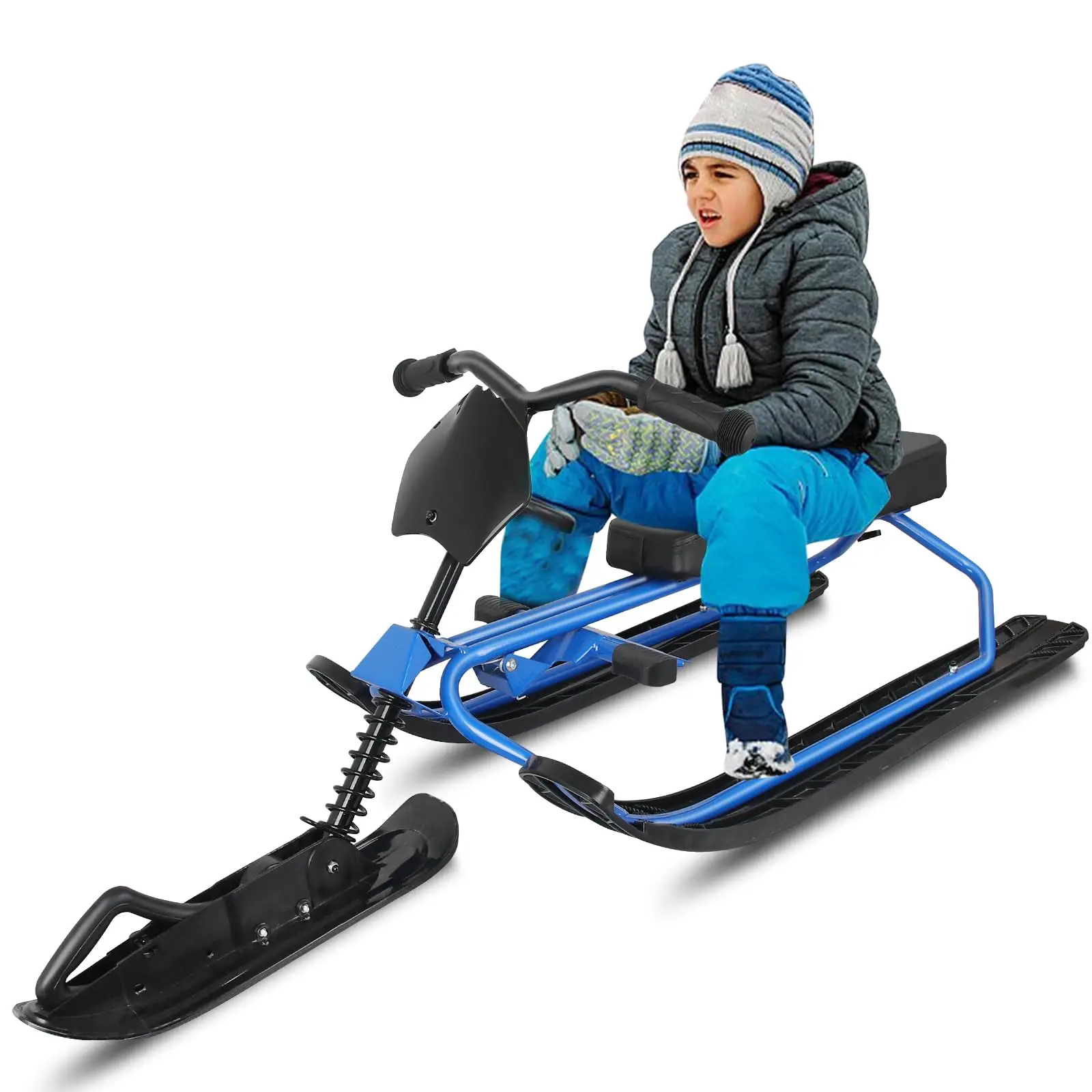 Kids Fashion Plastic Snow Racer Adult Winter Ski Racing Sledding Toy Sport Outdoor Snow Scooters Steering Wheels