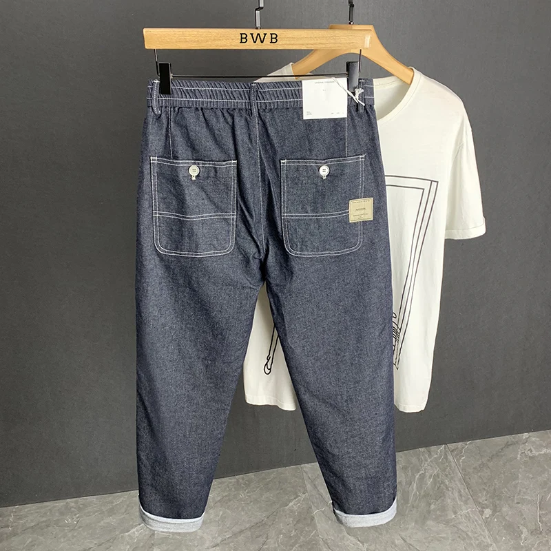 

Loose Straight Leg Men's Jeans Casual Spring Autumn Trendy Brand New Style Summer Long Pants mid High Waist Button Closure