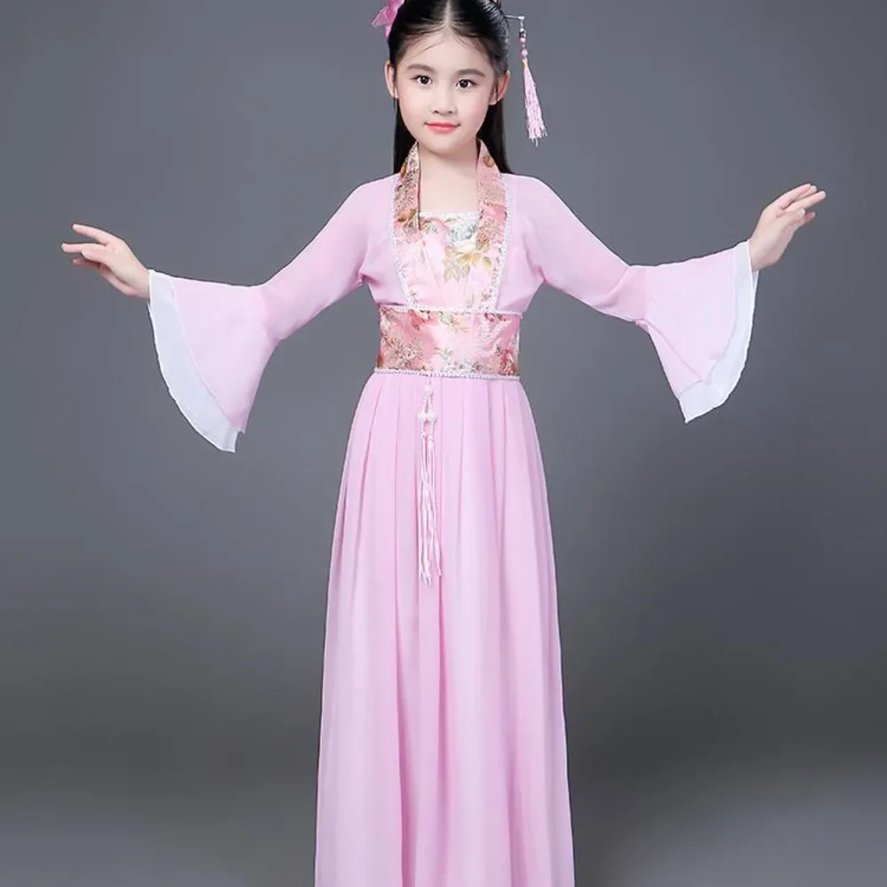 chinese traditional Folk Dance new year clothes hanfu for girls kids dragon dress skirt ancient Stage Carnival costume Clothing