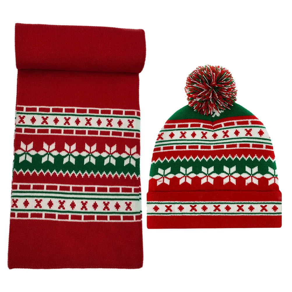1 مجموعة عيد الميلاد محبوك قبعة وشاح مجموعة أطفال دافئ دافئ الشتاء الزي الملحقات الأنشطة في الهواء الطلق التزلج المشي لمسافات طويلة