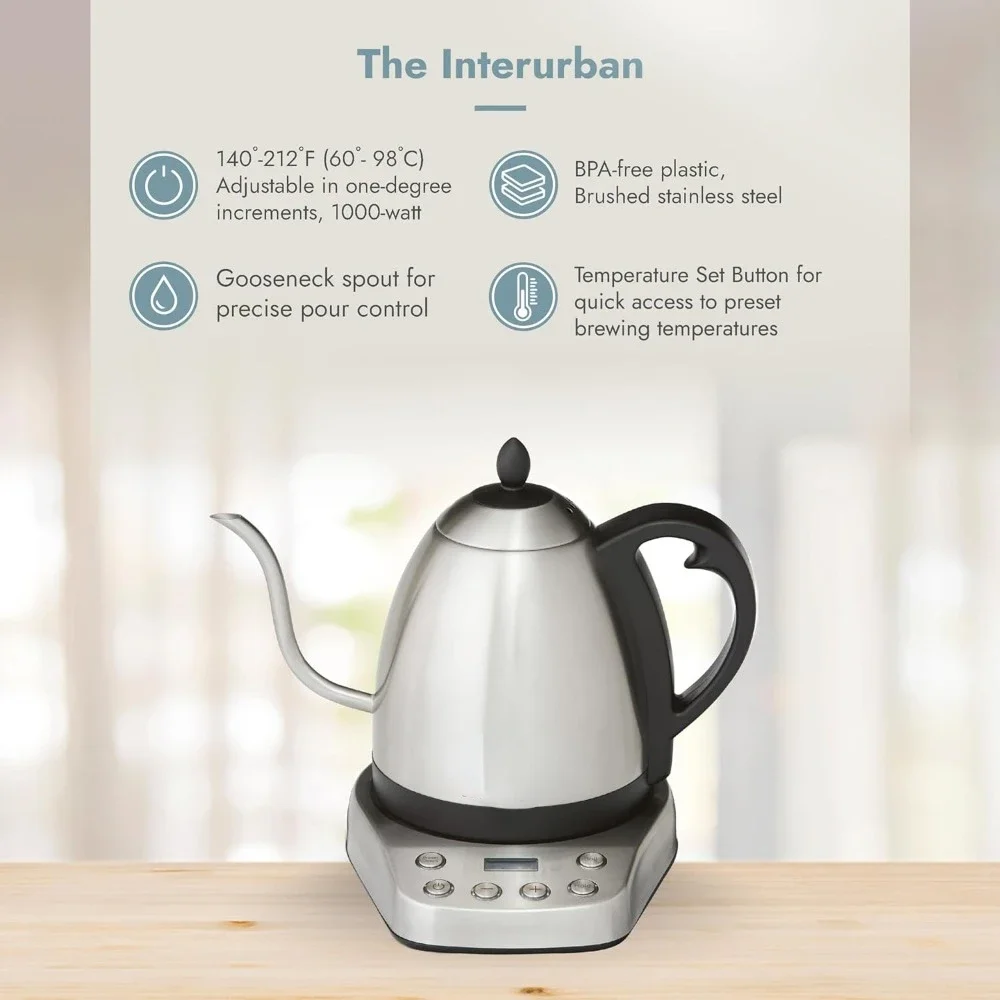 1 Liter Digital Variable Temperature Gooseneck Electric Kettle, Coffee Kettle Pour Over or Making Tea, Precise Control